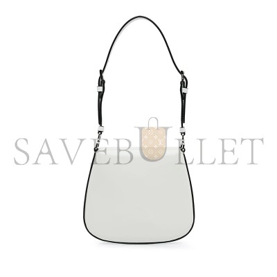 PRADA WHITE PRADA MINI SPAZZOLATO CLEO CROSSBODY BAG 1BH188 (17*14.5*3cm) 